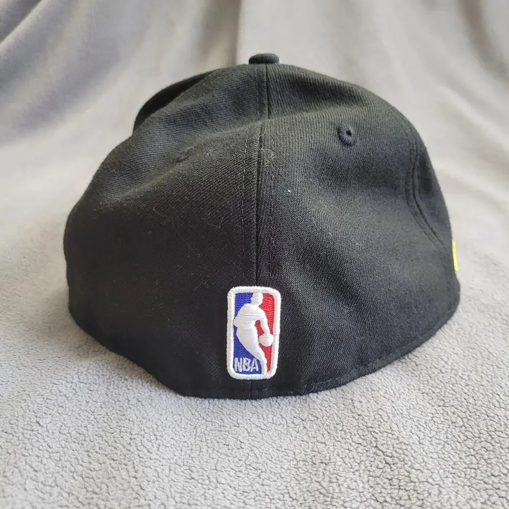 LOS ANGELES LAKERS Hat Cap Black Fitted Embossed Logo New Era Purple Yellow NBA